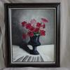 3114  "Red Petunias" oil on canvas 16" x 20" $250.00 framed