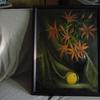 3194 "Asian Lilies with Orange" 18x24 oil on canvas, $350.00 framed