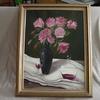 3203 pink Roses and glass, 18 x 24" oil on canvas, framed $350.00