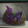 3157  "Purple Lilacs and Oval Basket" oil on canvas $350.00 framed 