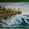 3169 "Split Rock November Storm" 30 x 40  oil on canvas $395.00 no frame