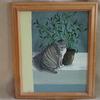      "Killer with Fern" acrylic on Masonite 11" x 14"  $275.00 framed/ or buy both cat portraits for $500.00 framed 