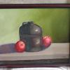 3146  "Brown Jug with Apples' 16 x 20 oil on canvas $250.00 framed