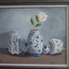 3173 "Single White Rose in Chinese Pottery" 16 x 20 oil on canvas $250.00 framed