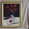 3110 "Red Roses with Book" 18 x 24 oil on canvas $350.00 framed