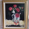3162  "Red Roses and Silver Teapot" 16 x 20 oil on canvas $250.00 framed